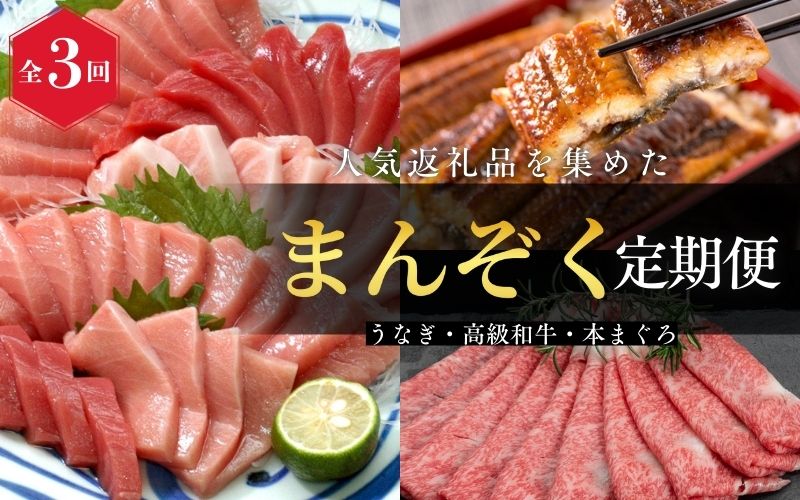【全3回定期便】 国産うなぎ 高級和牛 本マグロ 〈人気返礼品を集めました！〉 / 鰻 ウナギ うなぎ蒲焼 うなぎの蒲焼 肉 お肉 牛肉 和牛 黒毛和牛 ブランド牛 しゃぶしゃぶ すき焼き マグロ まぐろ 本まぐろ 本マグロ 鮪 トロ 中とろ 柵 刺し身 海鮮 人気 おすすめ 定期便 うなぎ定期便 肉定期便 魚定期便 【tkb104】