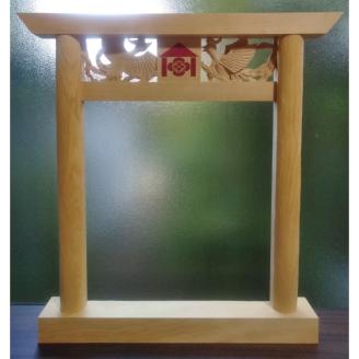 【受注制作】家紋入り鳥居型額縁（鳳凰透かし彫り）【hms027】