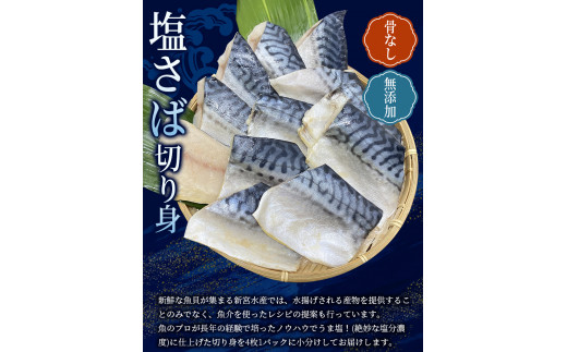 骨なし 無添加 塩さば 切身 60g × 12枚 (4枚入り3セット) / さば 塩さば 冷凍 おかず 魚 お魚 魚介 海鮮 安心 人気 大容量 小分け ごはんのお供 ふっくら やわらか 美味しい 焼き魚【nss507B】