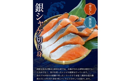 骨なし 無添加 銀シャケ 切身 50g × 12枚 (4枚入り3セット) / サケ 鮭 シャケ 冷凍 おかず 魚 お魚 魚介 海鮮 安心 人気 大容量 小分け ごはんのお供 ふっくら やわらか 美味しい 焼き魚【nss508B】