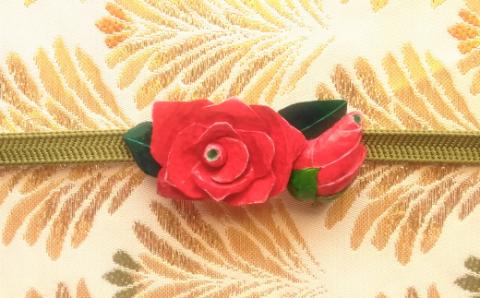 6月の帯留め（バラ）（兼ブローチ）【hms007】