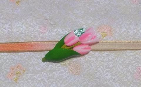帯留め兼ブローチ（チューリップ）【hms029】