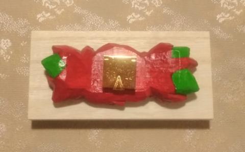 12月の帯留め（ポインセチア）（兼ブローチ）【hms017】