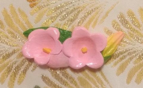 3月の帯留め（カンパニュラ）（兼ブローチ）【hms003】