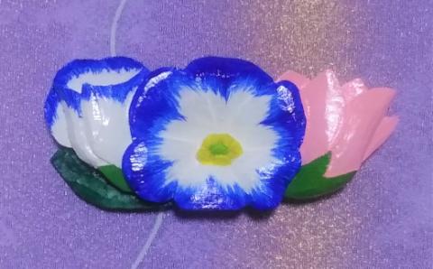 8月の帯留め（トルコキキョウ）（兼ブローチ）【hms010】