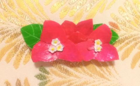 10月の帯留め（ブーゲンビリア）（兼ブローチ）【hms013】