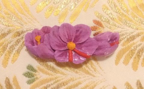 11月の帯留め（サフラン）（兼ブローチ）【hms016】