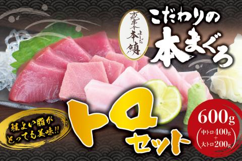 本マグロ 中とろ 400g & 大とろ 200g のセット（サク）「プレミア和歌山認定」  和歌山県でも指折りの好漁場で養殖された本鮪です！  南紀串本よしだ本鮪【mhs104A】