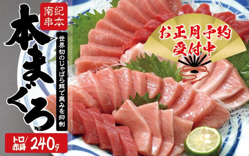 【年末配送受付25日まで！】本マグロ トロ＆赤身セット240g（養殖）【お正月予約 12月25日～30日発送】濃厚な赤身と高級部位トロの鮪好きにはたまらないセット 【串本町×北山村】 高級 クロマグロ【nks113-sg】