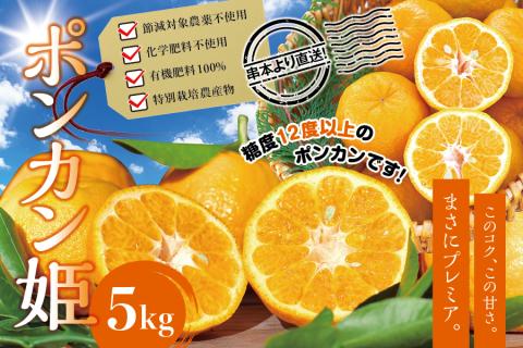 【先行予約】プレミア和歌山認定！ ポンカン姫 5kg 【2026年1月上旬～2026年2月上旬発送予定】 数量限定の極上ポンカン 柑橘類 ぽんかん フルーツ 果実 みかん ミカン オレンジ 旬 限定【sse103】