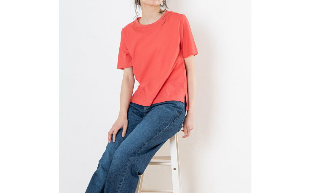 レディースカットソー 半袖 ローズピンク M