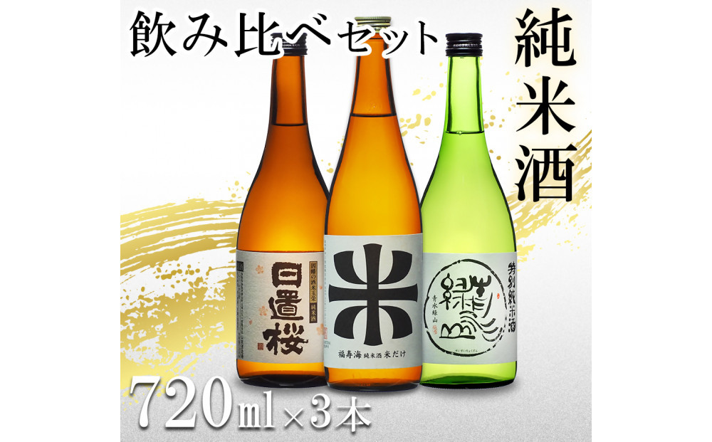 鳥取の地酒(日本酒)純米酒 飲み比べセット 720ml×3本