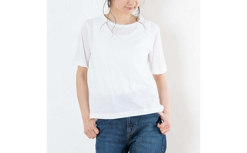 レディースカットソー 半袖 オフホワイト L
