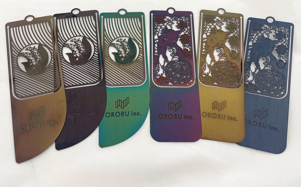 ORORUステンレスブックマーク 6枚1セット(猫柄3枚＆すずらん柄3枚)