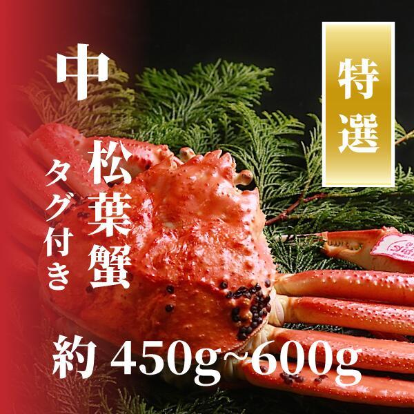 【特選】松葉ガニ 中サイズ 約450g～600g タグ付(茹で)