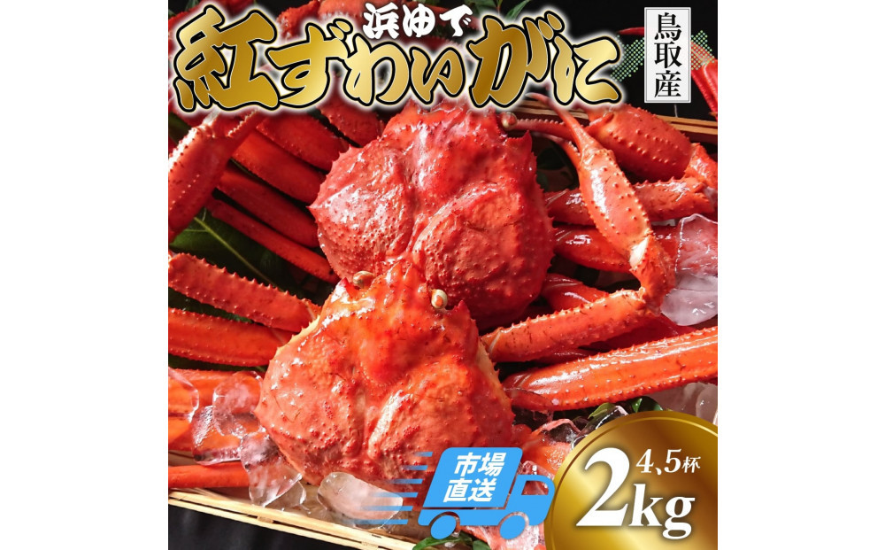 鳥取から直送！ 釜茹で 紅ズワイガニ2kg(4～5杯) 未冷凍【ボイル】