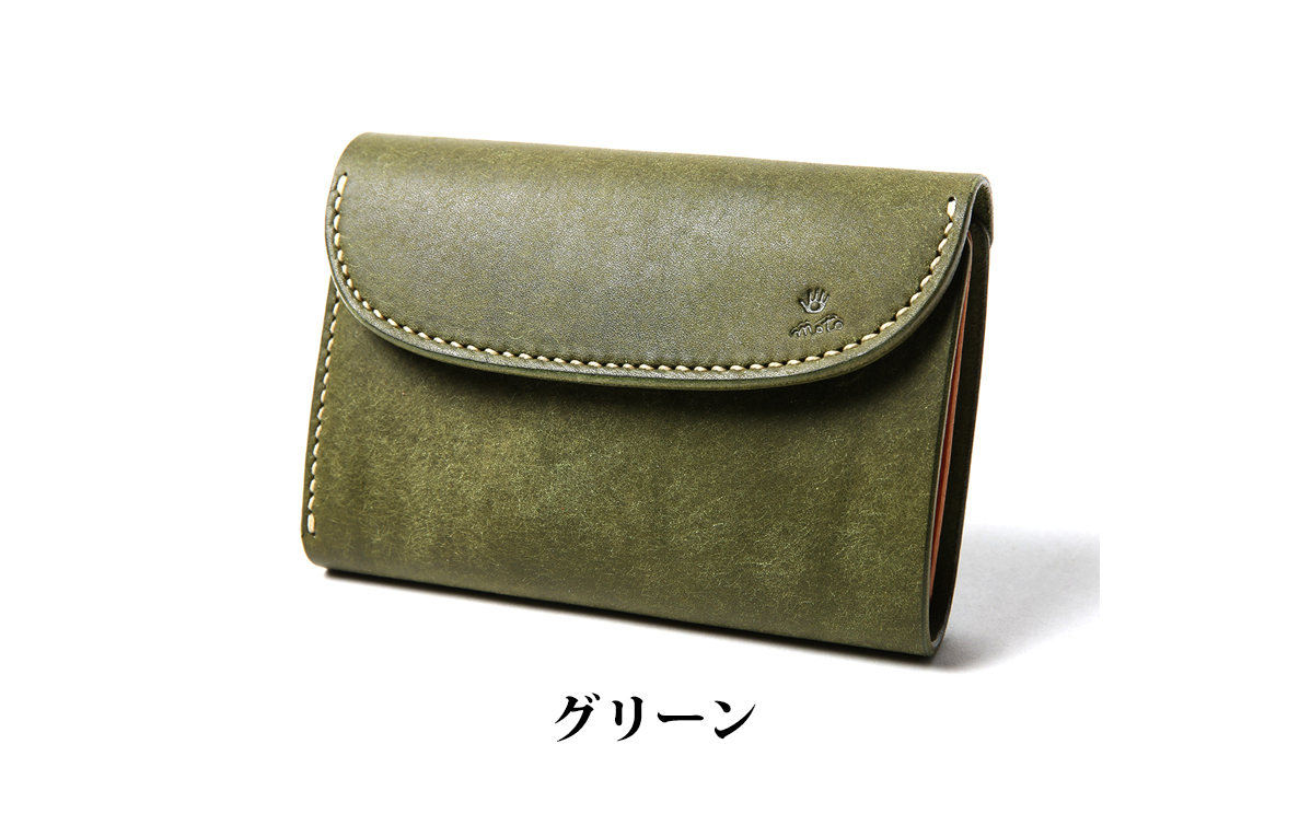 ＭＯＴＯマットバケッタ三つ折りミドルウォレット（GREEN）本池秀夫監修　LEATHER ARTS & CRAFTS MOTO