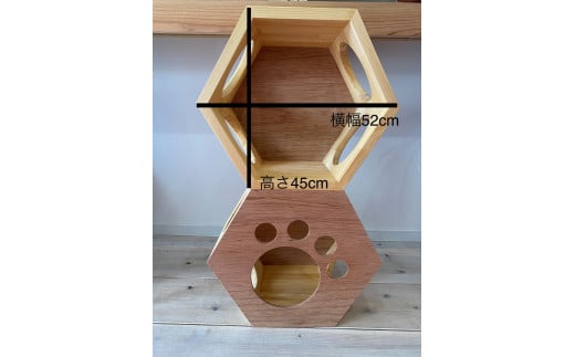 ハニカムカムふたなし　～大工職人が作る猫ちゃんの六角形ﾎﾞｯｸｽ～