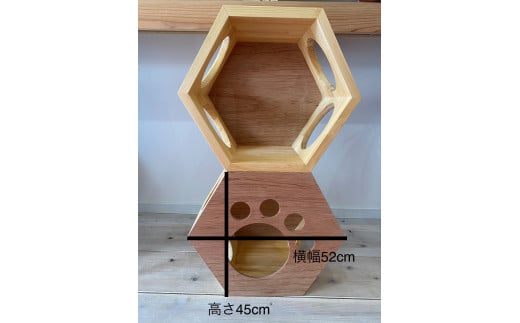 ハニカムカムふたあり　～大工職人が作る猫ちゃんの六角形ﾎﾞｯｸｽ～