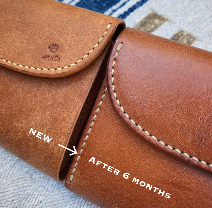 ＭＯＴＯマットバケッタ三つ折りミドルウォレット（GREEN）本池秀夫監修　LEATHER ARTS & CRAFTS MOTO