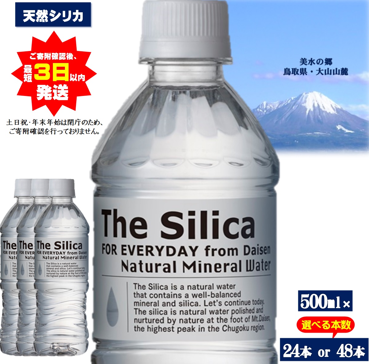 The Silicaシリカ天然水500ml 24本×2箱（計48本）【早期発送】