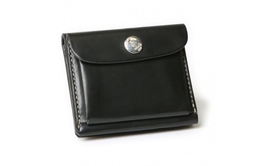 MOTOミニウォレット（BLACK）　本池秀夫監修　LEATHER & SILVER MOTO　本池秀夫監修 BLACK 縦8cm×横10cm×マチ3cm