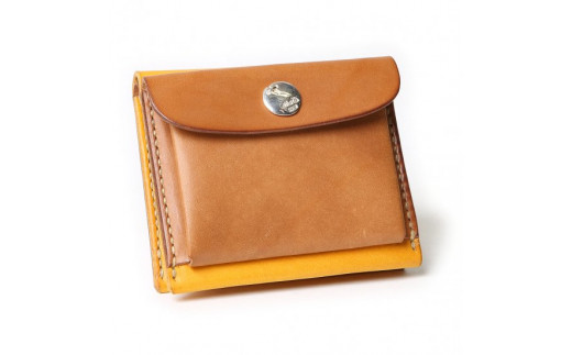 MOTOミニウォレット（YELLOW）　LEATHER & SILVER MOTO　本池秀夫監修 YELLOW 縦8cm×横10cm×マチ3cm