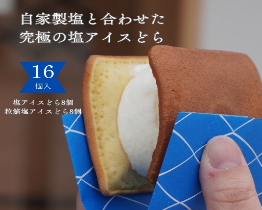 塩どら焼き専門店の塩アイスどら2種食べ比べ16個セット