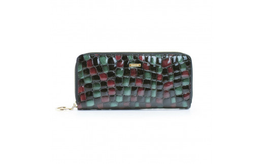 バルコス 長財布（ブラック）ラウンド型 BARCOS 配色ステンドガラスレザーラウンド型財布 ブラック 財布 ウォレット 一粒万倍日 革 レザー 長財布 メンズ レディース 鳥取県 倉吉市