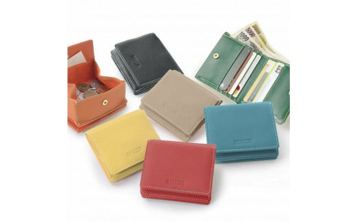 バルコス ミニウォレット （イエロー）　BARCOS シュリンクレザーミニウォレット イエロー 財布 ウォレット 一粒万倍日 革 レザー メンズ レディース 鳥取県 倉吉市