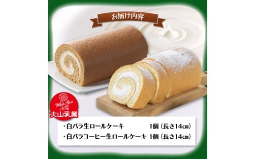 【大山乳業】白バラ生ロールケーキギフト （2種セット） 大山乳業 大山スイーツ 大山ケーキ 白バラ生ロールケーキ 白バラコーヒー生ロールケーキ 白バラスイーツ ロールケーキ ケーキ 白バラ牛乳 倉吉 倉吉市