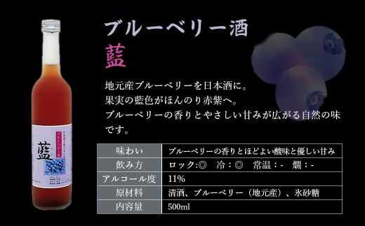 ブルーベリー酒【藍】 日本酒 カクテル ブルーベリー 鳥取県 倉吉市 スッキリ 甘い アルコール 生絞り 清涼飲料 炭酸 冷水 フルーティー