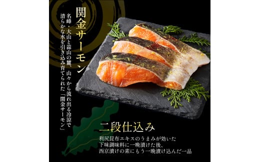 【1切れずつ真空冷凍】 関金サーモン 切り身 二段仕込み西京漬け 960g（60g×16切れ） マス トラウトサーモン 鮭 さけ シャケ 国産鮭 西京漬け鮭 鮭切身 サーモン 国産サーモン サーモン切身 養殖サーモン 真空冷凍 小分け