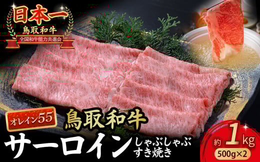鳥取和牛 最高級品質【オレイン55】サーロイン しゃぶしゃぶすき焼き用 (1kg) 鳥取和牛 オレイン55 サーロイン しゃぶしゃぶ すき焼き 国産 牛肉 ブランド牛 和牛 黒毛和牛 KR1261