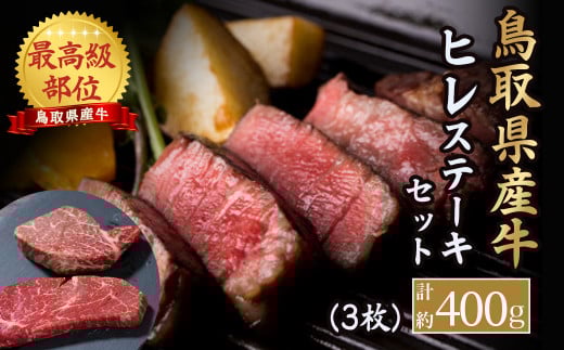 鳥取県産牛 最高級部位 ヒレ ステーキ セット 3枚（約400g） 牛肉 ヒレ ヒレ肉 ヒレステーキ 国産牛 ステーキ 肉 フィレ 国産 BBQ 鳥取県 倉吉市 KR1179