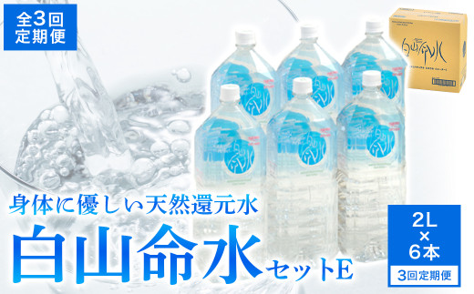 白山命水 セットE 3回定期便（ペットボトル2L×6本入り） ミネラルウォーター 国産 人気 水 白山命水 天然水 定期 定期便