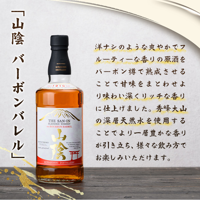 マツイウイスキー バーボンバレル「鳥取」「山陰」(2本)セット【T-DQ1】【大山ブランド会】