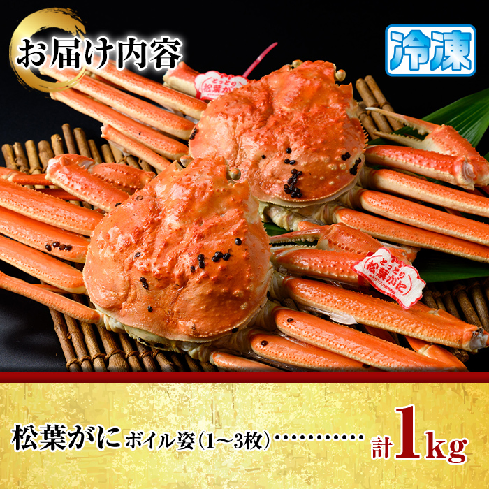 松葉がに ボイル姿(1～3枚・計1kg)【sm-AK004】【大漁市場なかうら】