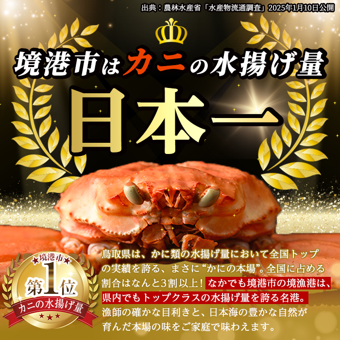 ＜土日祝着※指定日不可＞＜1月初旬～2月下旬発送予定＞＜期間限定・数量限定＞境港水揚げ 松葉ガニ(2枚)【sm-BP002-B】【フジキコーポレーション】