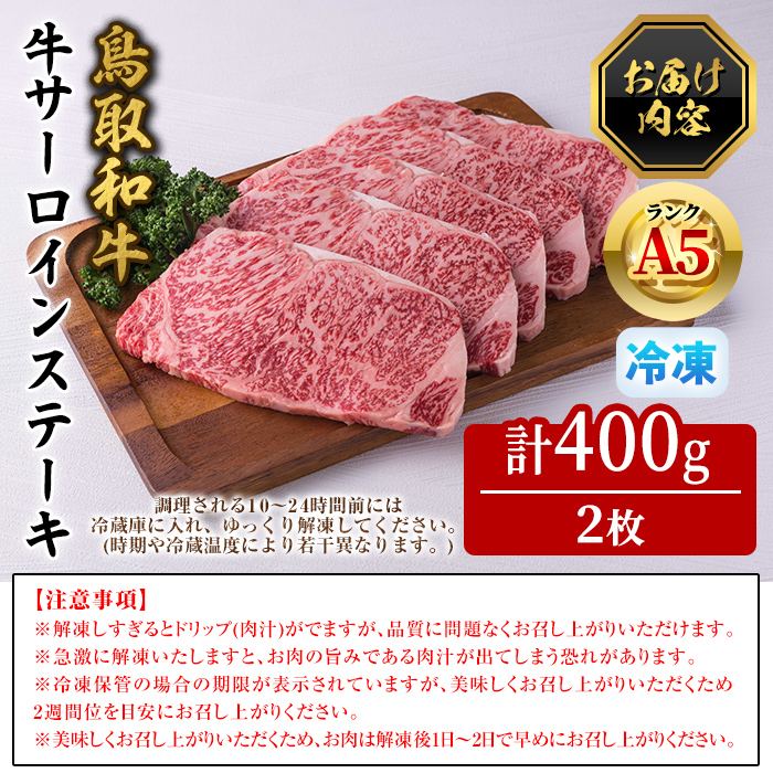 A5鳥取県産黒毛和牛サーロインステーキ(2枚)【sm-DH001-A】【カタセイ】