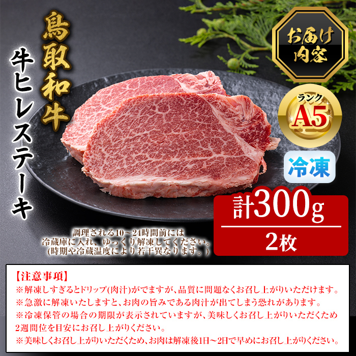 A5鳥取県産黒毛和牛ヒレステーキ(2枚) 【sm-DH004】【カタセイ】