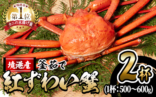 ＜10月上旬～順次発送予定＞＜土日祝着※指定日不可＞蟹屋の釜茹で紅ずわい蟹(500～600g×2杯(大)) 【sm-AL002-B】【マルツ】