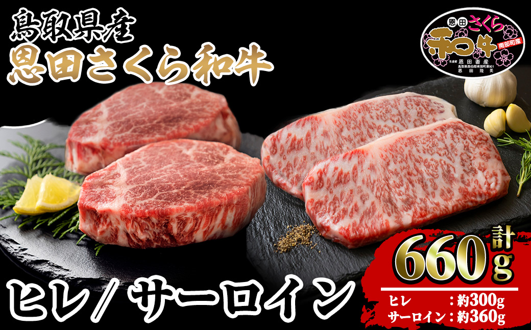 鳥取和牛セット(ヒレ計300g・サーロイン計360g)【sm-BP009】【フジキコーポレーション】