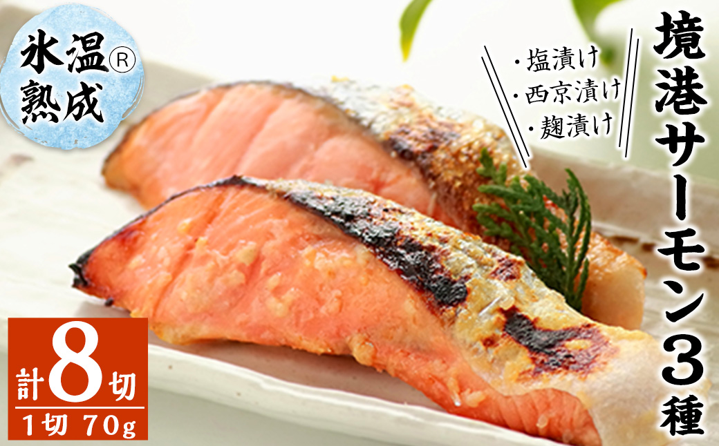 ＜数量限定＞氷温®熟成 境港サーモン3種セット(8切)【sm-DS001】【ダイマツ】