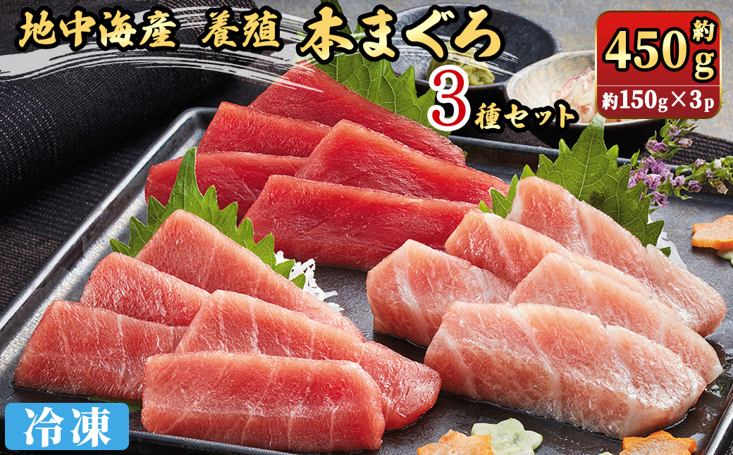 地中海産養殖本まぐろ3種セット(計約450g)[sm-DM003][Doiカンパニー]