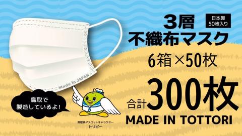 【72003】鳥取県岩美町産 不織布マスク 50枚入り×6箱（300枚）