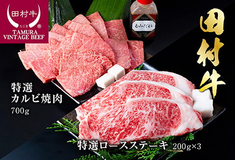【11001】田村牛特選ロースステーキ＆特選カルビ焼肉セット