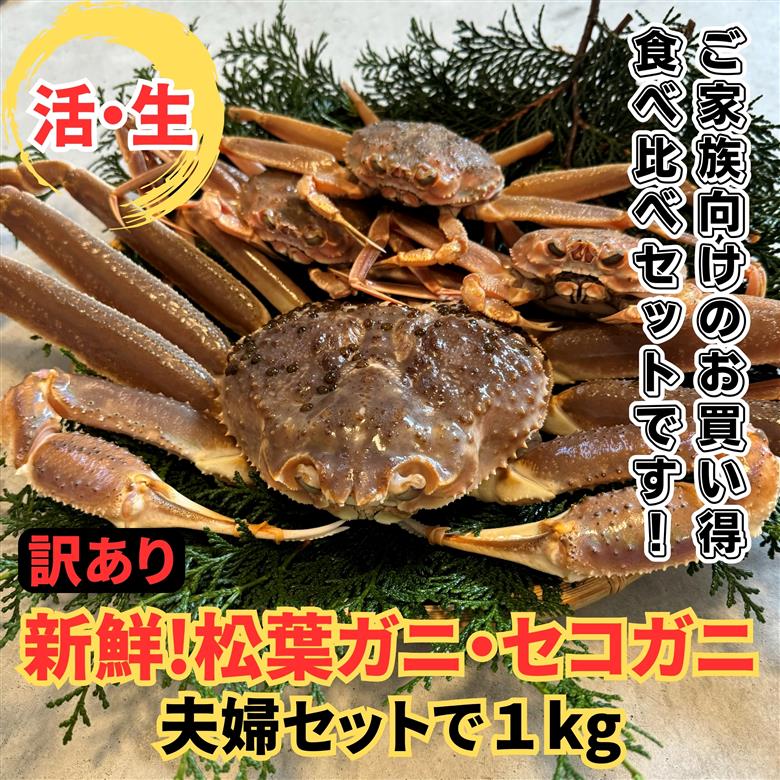 【22034】鳥取網代港【訳あり】活！松葉ガニ・セコガニ1kgセット【さかなや新鮮組】