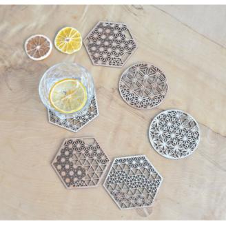 組子文様コースター　yama ー2枚セットー