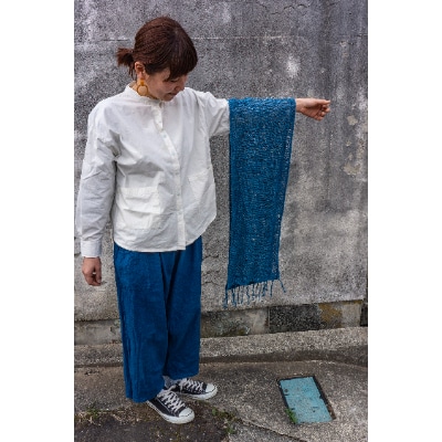 天然染料　藍染　ざくざくストール
